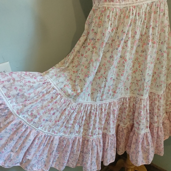 LoveShackFancy CAMILLE Petticoat Tier Floral Chic Dress Pink Patchwork Shabby XS - Picture 3 of 14